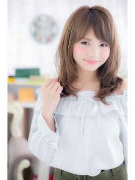 ミック 日暮里店(miq) 斜めバンググレーベージュでフェミニンくびれヘアc1