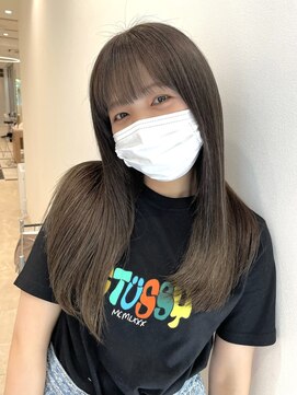 ガレリアエレガンテ 栄店(GALLARIA Elegante) ハイライト×オリーブベージュ　ぱっつんロングオシャレヘア