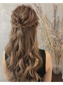 ハーフアップ　ロングヘアアレンジ