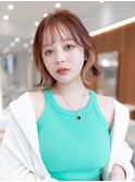 大人かわいい前髪セシルカットココアブラウンフリンジウェーブ