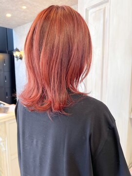 キャアリー(Caary) 福山市美容室Caaryブリーチダブルカラー赤みオレンジカラー