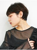 切りっぱなしショート・ボブ/絶壁解消/前髪なし/40代/30代/丸顔