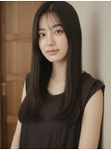 艶感ブラウン×縮毛矯正ストレートロングヘア20代30代赤羽