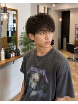 MEN's Baguz MEN'Sカット/ MEN'Sパーマ/ MEN'Sカラー 韓国風無造作ウェーブメンズマッシュ細束感シャドウパーマ