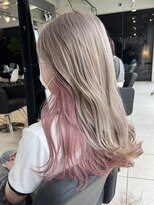 アクアオモテサンドウ(ACQUA omotesando)&nbsp;△ブリーチカラーホワイトミルクティーインナーカラーピンク