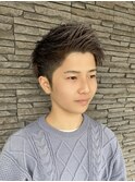 メンズアップバングジェットモヒカンダブルカラーグレー
