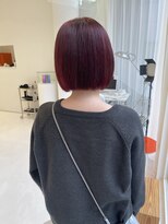 ハイブ 金沢(Hive)&nbsp;ショートボブブリーチ無しチェリーレッドボルドーカラー髪質改善