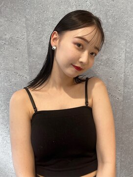 アース 三軒茶屋店(HAIR&MAKE EARTH) 三軒茶屋_レディース_セミロング_黒髪_ウェット_オイル_髪質改善