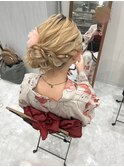 【浴衣ヘア】サイドアップお団子
