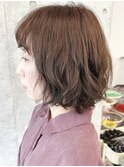 <ふわふわボブ大人ボブパーマゆるふわニュアンスパーマ30代40代3