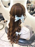 編みたらしハーフアップ/心斎橋ヘアセット
