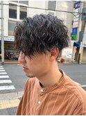 センターパート/波巻きパーマ/スパイラルパーマ/men's