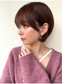 丸みショートボブ/ココアベージュ/小顔/似合わせカットp北浦和