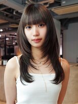 アルバム 銀座(ALBUM GINZA)&nbsp;ロング暗めカラー前髪カット韓国ヘア顔周りレイヤー_ba562442