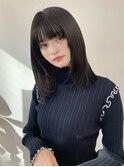 結べるレイヤーカットミディアム韓国ヘアぱっつん前髪髪質改善