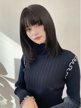 オムニス 表参道(Omnis) 結べるレイヤーカットミディアム韓国ヘアぱっつん前髪髪質改善
