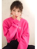 ポニーテール風お団子アレンジ
