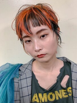 テトヘアー(teto hair) エッジショート、オレンジ、ハイライト、ローライト