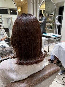 フォルテ 横浜店(FORTE) ミディアムヘア、ショコラベージュ、ボブルフ、ベビーバング