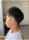 MEN'S HAIRアッシュブラック波巻き束感ショートマッシュパーマ