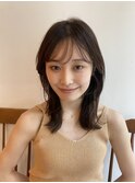 大人かわいい小顔くびレイヤー艶髪ミディアムレイヤーカット