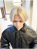 ホワイトブロンドメンズハイトーンブリーチカラートリプルカラー
