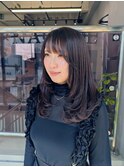 モカブラウン　セミロングレイヤー