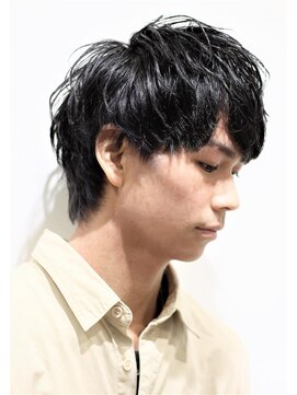 ノイセル 西本町(Noisyle) ウルフマッシュグレイアッシュショートウルフマッシュパーマ