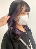 ブリーチ/インナーカラー/パープル/耳掛け