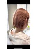 ミニボブ+ピンクベージュ