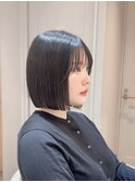 前髪アンブレラカラーこなれミディイメチェンウェーブパーマ