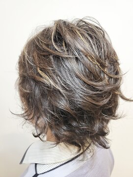 松本平太郎美容室 国立店 シャギー×クリープパーマ×ハイライト/30代40代50代60代