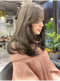 レイヤーカット 顔まわりカット かきあげヘア ロングレイヤー