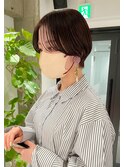 ハンサムショート大人グレージュ暗髪ショートボブ20代30代40代