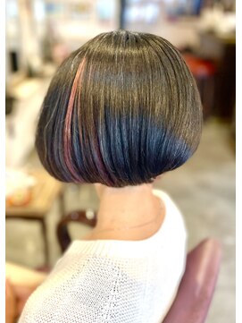 サーティエイト(38) インナーカラー 丸みショート ボブ /髪質改善/カット/ショート/