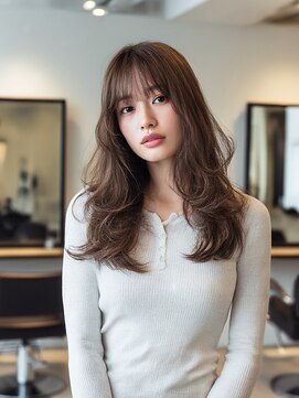 顔まわりカット/レイヤーカット/ミルクティーベージュ