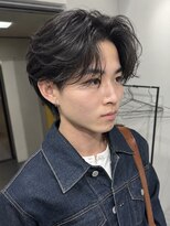オグジュアリー 表参道(aux.)&nbsp;毛流れハンサムショートセンターパートメンズ黒髪爽やか
