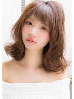 ヘアデザイン ソラ(Sola)&nbsp;ゆるふわエアリーS字ウェーブミディ×ハイトーンベージュ