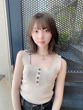 サロンドミルク 原宿(salon de MiLK) 【salon de MiLK 原宿】ミディアムウルフ×カーキベージュ