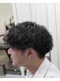 刈り上げマッシュ×波巻きパーマ