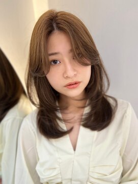 ノク(nok) 20代30代40代グレージュフェイスレイヤー_レイヤーロング