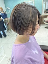アッシュ 下北沢店(Ash)&nbsp;白髪染めハイライトの前髪なし丸みボブ