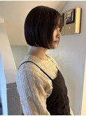 大平/切りっぱなしミニボブ暗髪グレージュ前髪吉祥寺学割20代