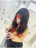 髪質改善＊レッド裾カラー＊ミックスウェーブ＊美髪