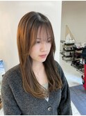 ロング/縮毛矯正/オリーブブラウン