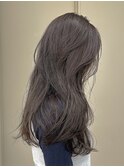 ブリーチなし くすみ アッシュブラウン レイヤーカット ロング夏