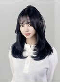 ネイビーブラック/韓国ヘア/レイヤーカット