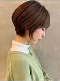 ひし形フォルムくびれ前下がりショートボブ　30代40代50代