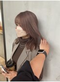 ハイトーンカラーボブウルフココアベージュ黒髪グレージュカラー