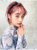 Aimee 町田　チェリーピンク×内巻きボブ